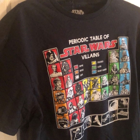 StarWars Tee With Villains Periodic Table Men’s Size Large - Picture 1 of 6